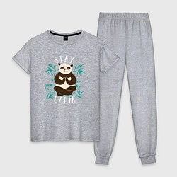 Пижама хлопковая женская Панда, цвет: меланж