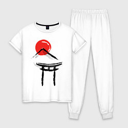 Пижама хлопковая женская Японский стиль, цвет: белый