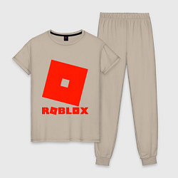 Пижама хлопковая женская Roblox Logo, цвет: миндальный
