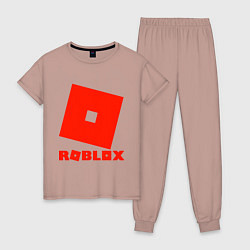 Пижама хлопковая женская Roblox Logo, цвет: пыльно-розовый