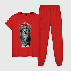 Пижама хлопковая женская Meow kitten, цвет: красный