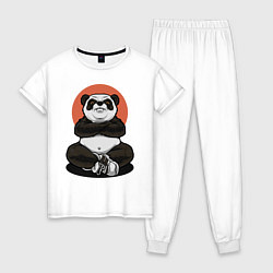 Пижама хлопковая женская Злая панда, цвет: белый