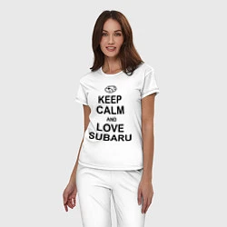 Пижама хлопковая женская Keep Calm & Love Subaru, цвет: белый — фото 2