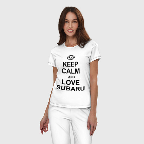 Женская пижама Keep Calm & Love Subaru / Белый – фото 3