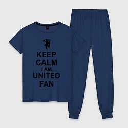 Пижама хлопковая женская Keep Calm & United fan, цвет: тёмно-синий