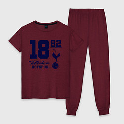 Пижама хлопковая женская FC Tottenham 1882, цвет: меланж-бордовый
