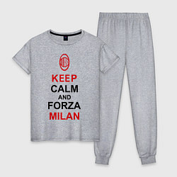 Пижама хлопковая женская Keep Calm & Forza Milan, цвет: меланж