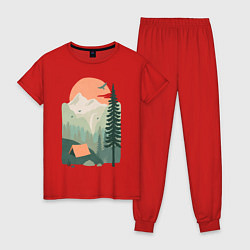 Пижама хлопковая женская Wood Adventure, цвет: красный
