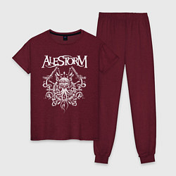 Пижама хлопковая женская Alestorm: Pirate Bay, цвет: меланж-бордовый