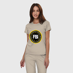 Пижама хлопковая женская FBI Departament, цвет: миндальный — фото 2