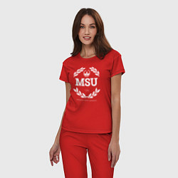 Пижама хлопковая женская MSU, цвет: красный — фото 2