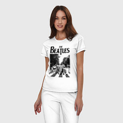Пижама хлопковая женская The Beatles: Mono Abbey Road, цвет: белый — фото 2