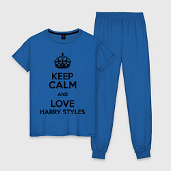 Пижама хлопковая женская Keep Calm & Love Harry Styles цвета синий — фото 1