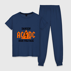 Пижама хлопковая женская AC/DC: High Voltage, цвет: тёмно-синий