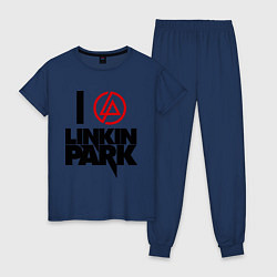 Пижама хлопковая женская I love Linkin Park, цвет: тёмно-синий