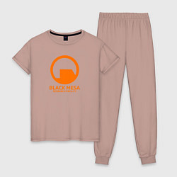 Пижама хлопковая женская Black Mesa: Research Facility, цвет: пыльно-розовый