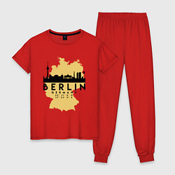 Пижама хлопковая женская Берлин - Германия, цвет: красный