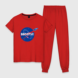 Пижама хлопковая женская NASA Delorean 88 mph, цвет: красный