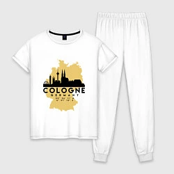 Пижама хлопковая женская Cologne, цвет: белый