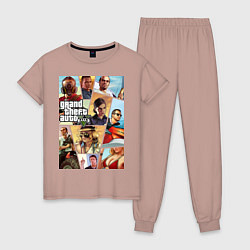 Пижама хлопковая женская GTA 5: Stories, цвет: пыльно-розовый