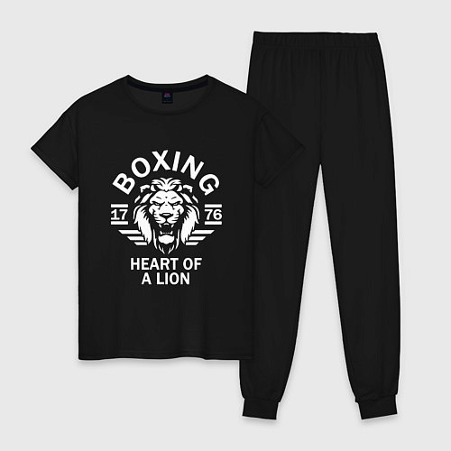 Женская пижама Бокс - сердце льва / Черный – фото 1