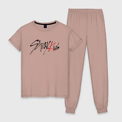 Пижама хлопковая женская Stray Kids, цвет: пыльно-розовый