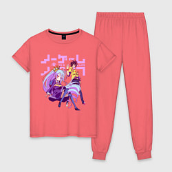 Пижама хлопковая женская No Game No Life, цвет: коралловый