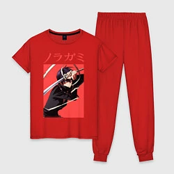 Пижама хлопковая женская Бездомный бог, цвет: красный