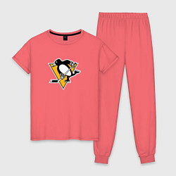Пижама хлопковая женская Pittsburgh Penguins: Evgeni Malkin, цвет: коралловый