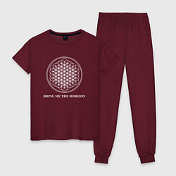 Пижама хлопковая женская BRING ME THE HORIZON, цвет: меланж-бордовый