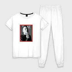 Пижама хлопковая женская Илон Маск Журнал TIME, цвет: белый