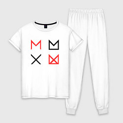 Пижама хлопковая женская MONSTA X, цвет: белый