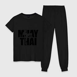 Пижама хлопковая женская Muay thai цвета черный — фото 1