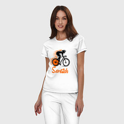 Пижама хлопковая женская Cycling scratch race, цвет: белый — фото 2