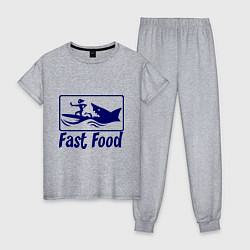 Пижама хлопковая женская Shark fast food, цвет: меланж
