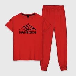 Пижама хлопковая женская Горы по колено, цвет: красный