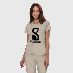 Пижама хлопковая женская Scorpions logo, цвет: миндальный — фото 2