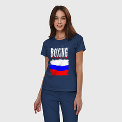 Пижама хлопковая женская Бокс Россия, цвет: тёмно-синий — фото 2