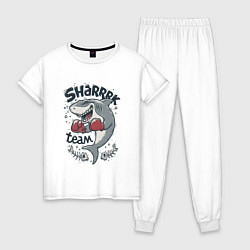 Пижама хлопковая женская Shark Team, цвет: белый