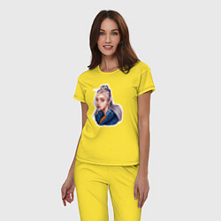 Пижама хлопковая женская Билли Айлиш, цвет: желтый — фото 2