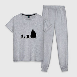 Пижама хлопковая женская Totoro Beatles, цвет: меланж