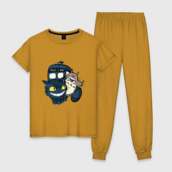 Пижама хлопковая женская Tardis Totoro, цвет: горчичный