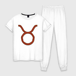 Пижама хлопковая женская Телец Taurus, цвет: белый