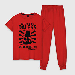 Пижама хлопковая женская Доктор Кто, Далеки, цвет: красный