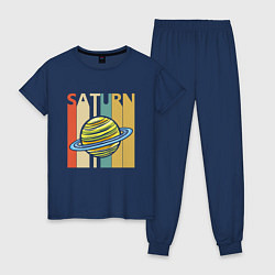 Пижама хлопковая женская Сатурн, цвет: тёмно-синий