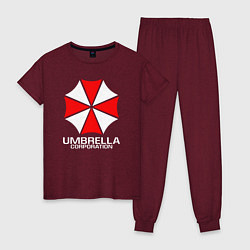 Пижама хлопковая женская UMBRELLA CORP, цвет: меланж-бордовый