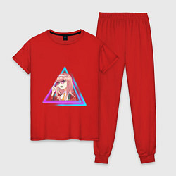 Пижама хлопковая женская 02, цвет: красный