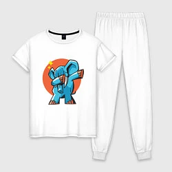 Пижама хлопковая женская Dab Elephant, цвет: белый