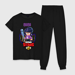 Пижама хлопковая женская BRAWL STARS BIBI, цвет: черный