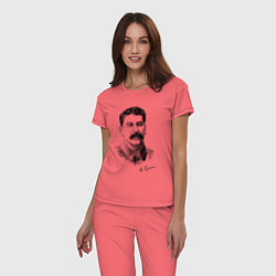Пижама хлопковая женская Товарищ Сталин, цвет: коралловый — фото 2